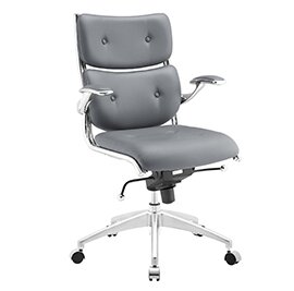 Mid-Back Ribbed Upholstered Leather Swivel Conference Chair